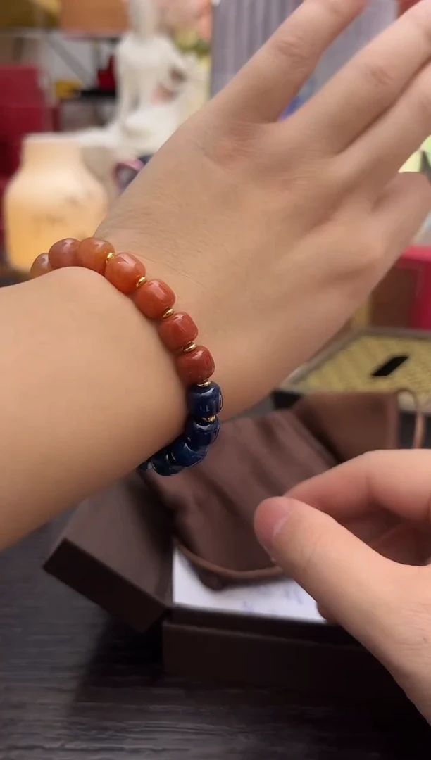 珊瑚玉老型多宝珠手串孤品03