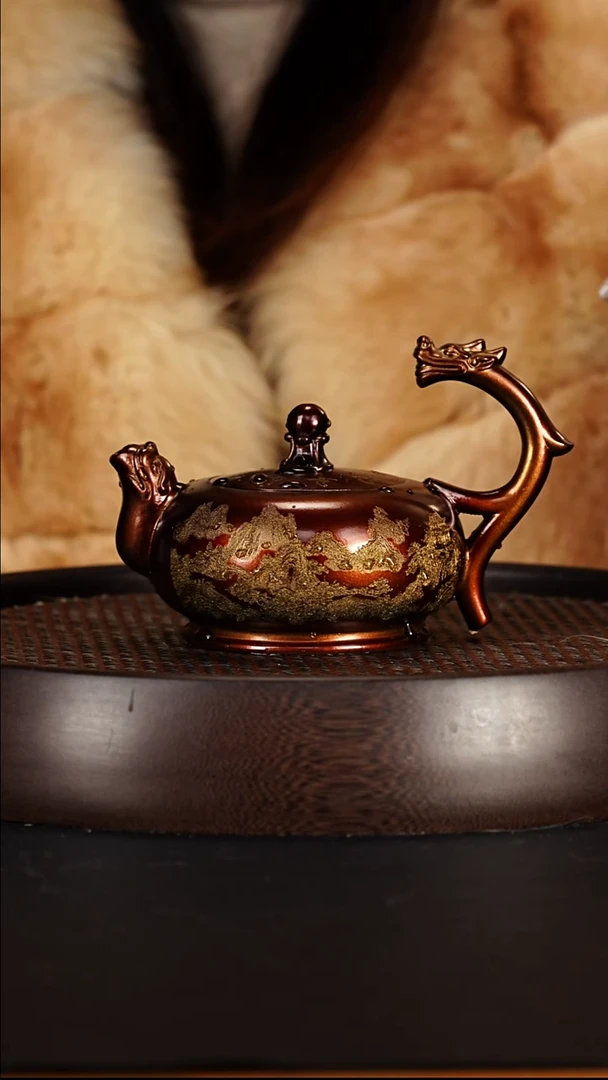 茶壶紫砂宜兴紫砂壶贝克烧龙提梁260cc