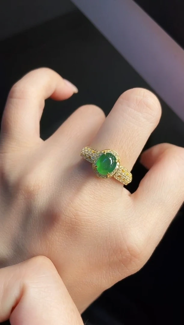 银S925镶嵌戒指翡翠12