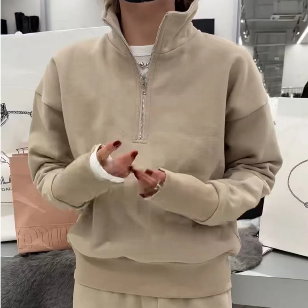 诗姗姗 2025冬59736半拉链加绒卫衣