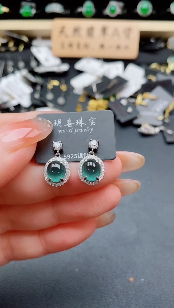 银S925镶嵌戒指翡翠1