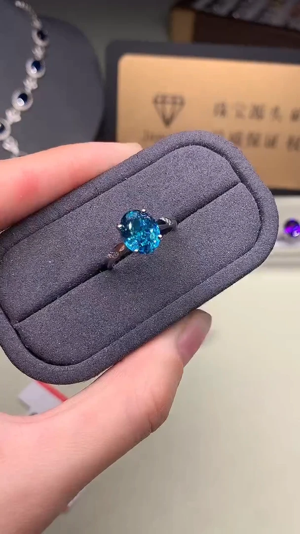 银S925镶嵌戒指帕拉依巴碧玺.。。。。。。。