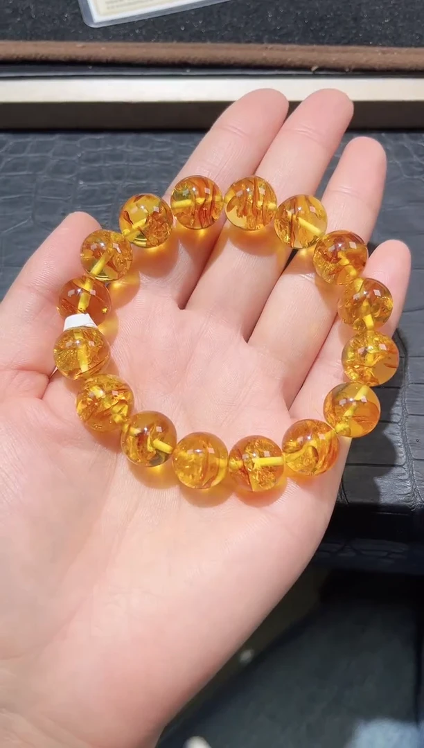 手链琥珀未镶嵌27号琥珀花珀单圈13+mm
