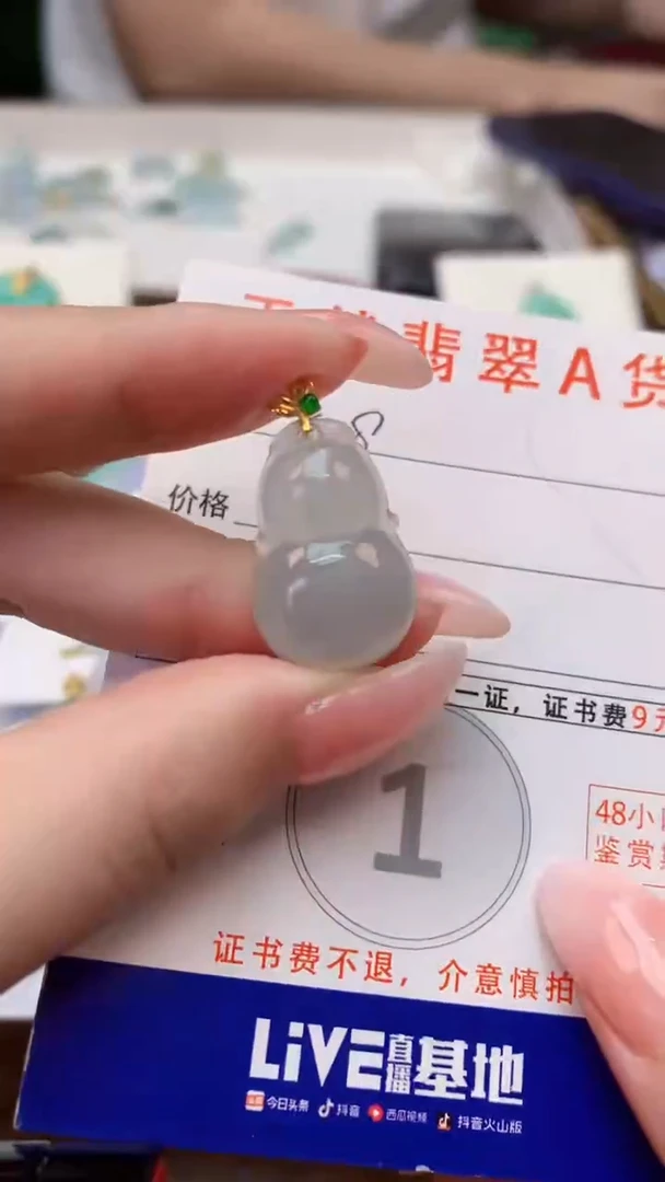 颈饰18K金镶嵌翡翠天然A货翡翠挂件