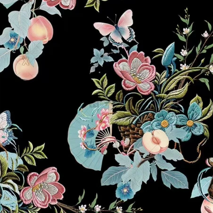 丝绸香云纱烤皮 火烈鸟 窄幅（定制类产品，定制周期30-45天）