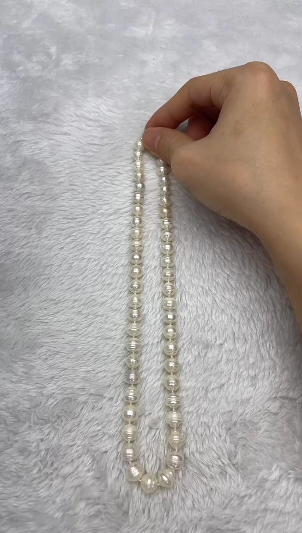 项链银S925镶嵌海水珍珠澳白7-10mm