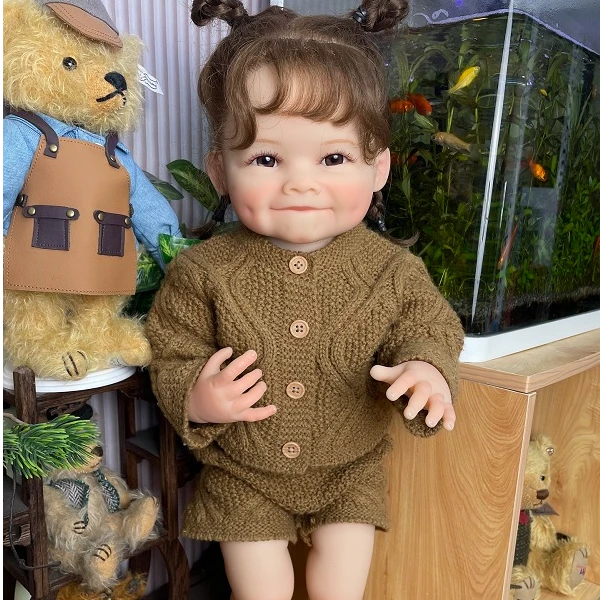 微笑女孩小布丁女孩植入头发仿真娃娃玩偶儿童玩具陪伴娃娃礼物