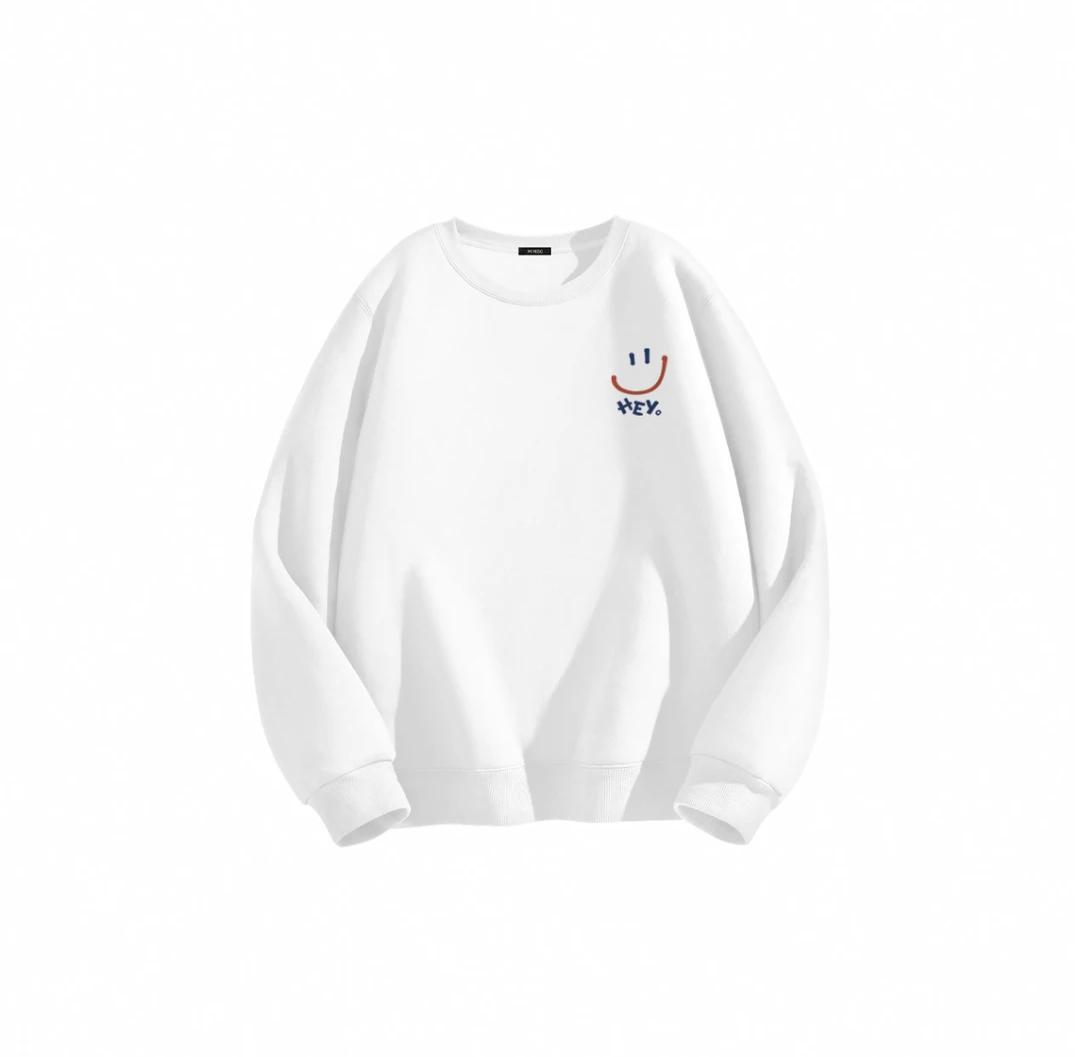 阿白优选-潮流经典基础款无性别百搭笑脸印花卫衣0001