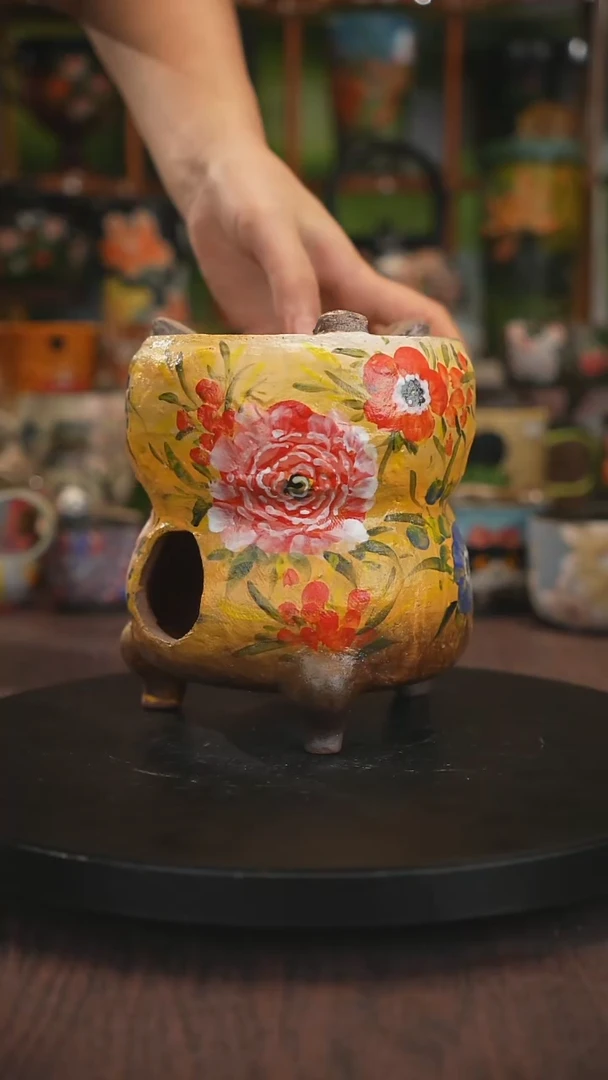 紫砂油画手绘釉下彩