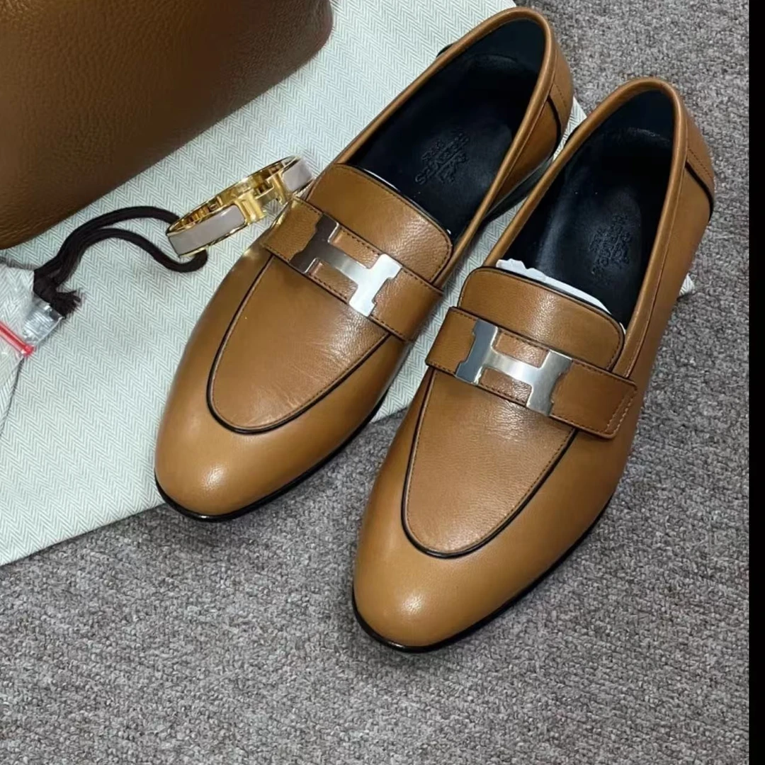 99新 Hermes/爱马仕 爱马仕棕色银H扣乐福36