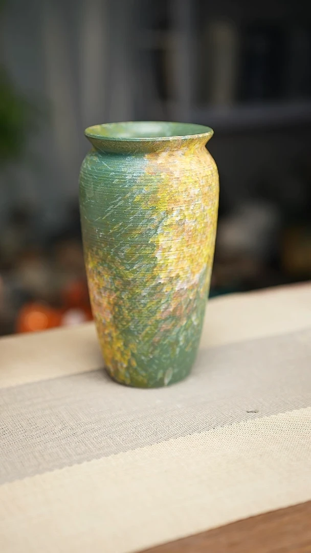 花器涂鸦绿翻口高25