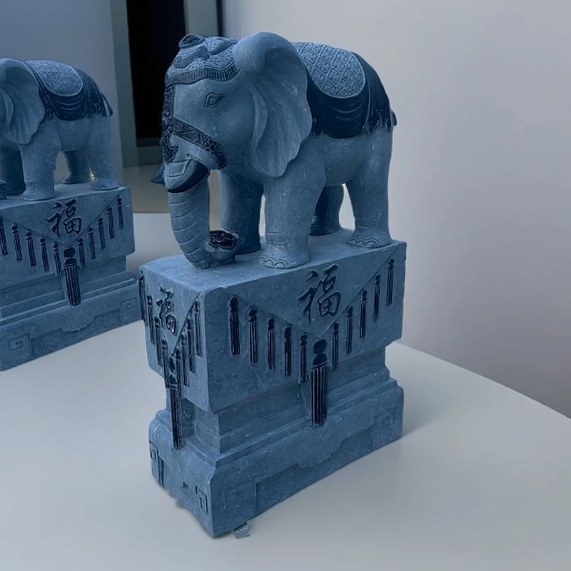复古风格适合户外门口装饰青石雕刻石雕小象门口庭院摆件青石大象