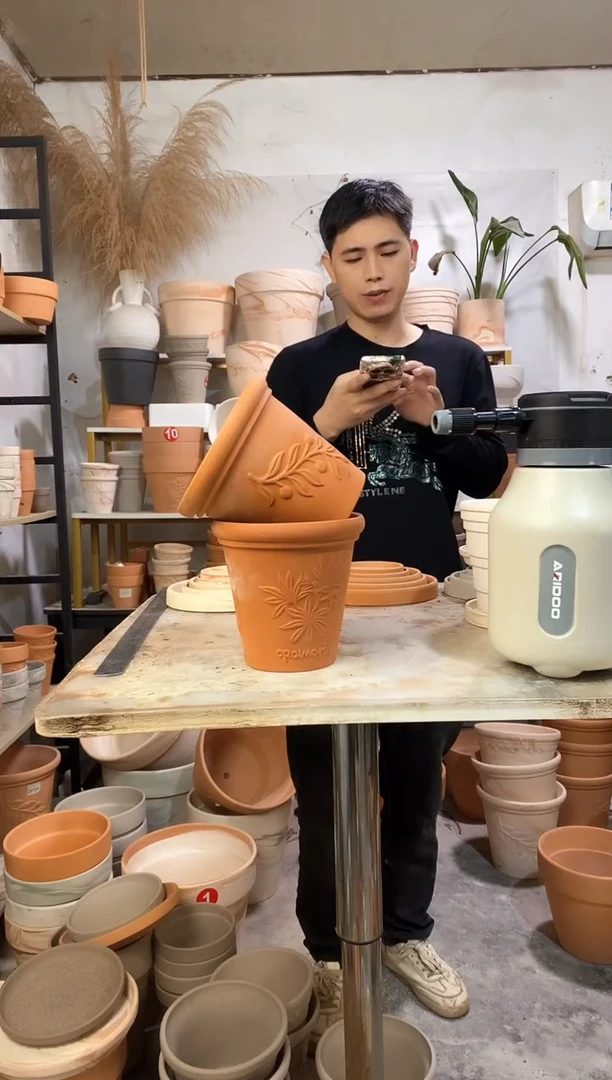 瑕疵无售后16*15红陶浮雕随机 1盆无托