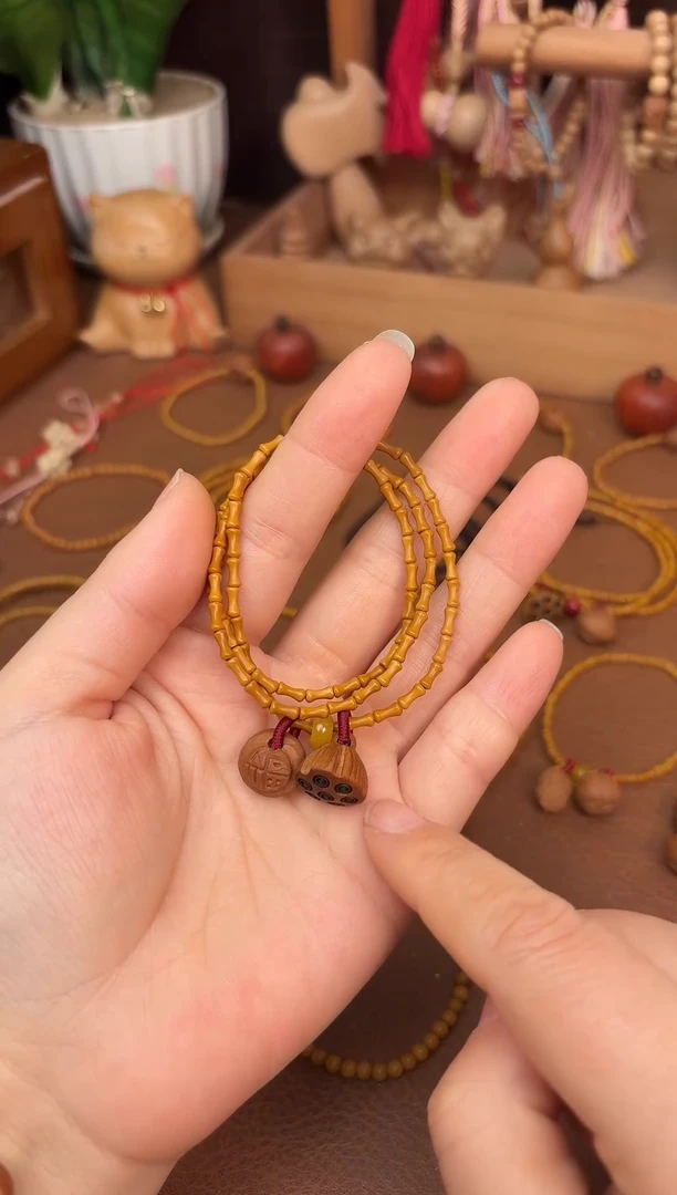 手串桃核三圈好运莲莲竹节跑环