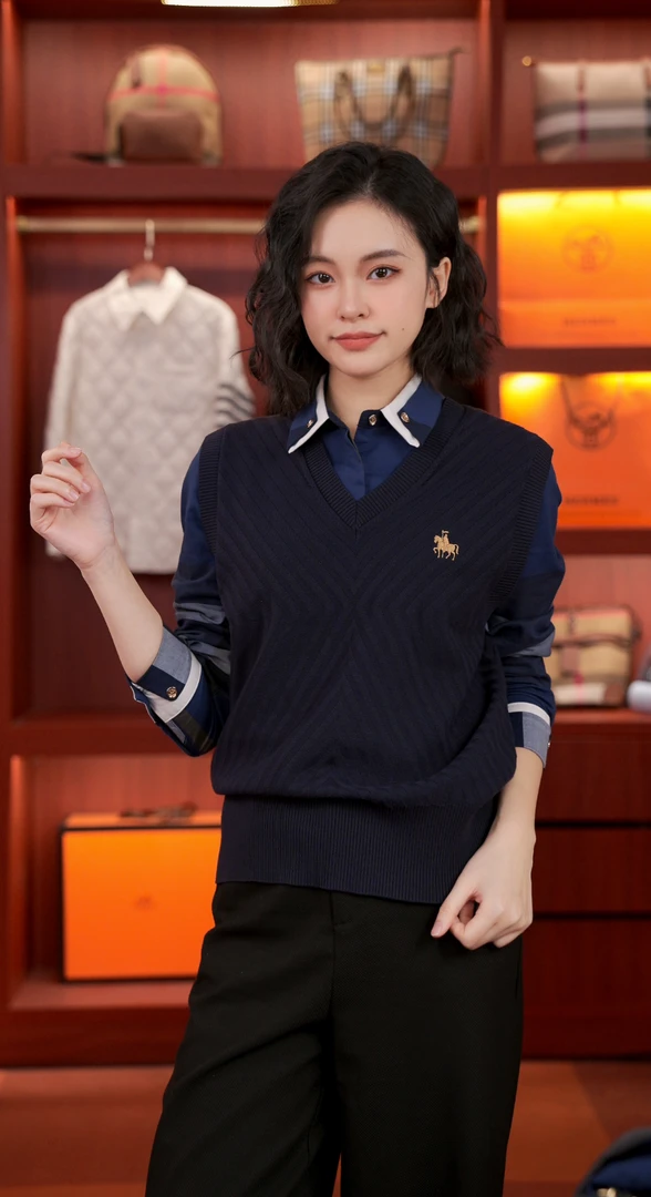 曼斯MANSI女装羊毛英伦风毛衣背心马甲V领816031