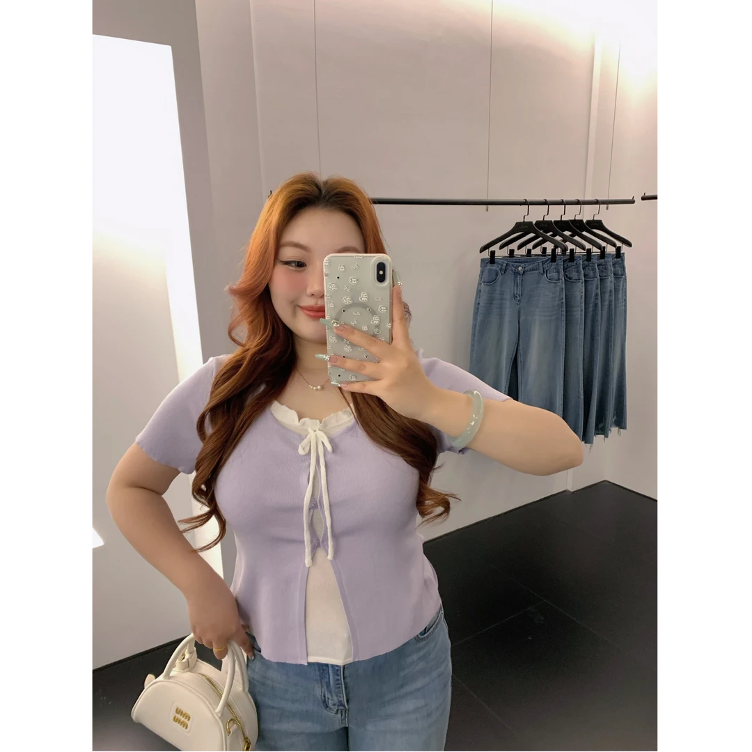 慧芝huizhi 28097撞色假两件短袖