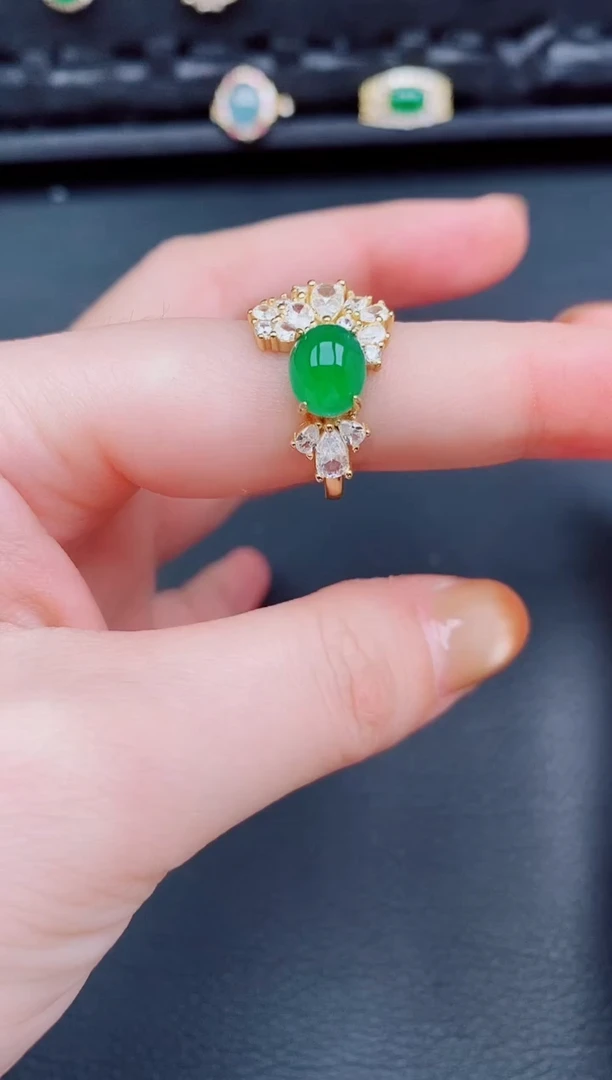 【闪购商品】翡翠戒指银S925镶嵌天然a货翡翠300