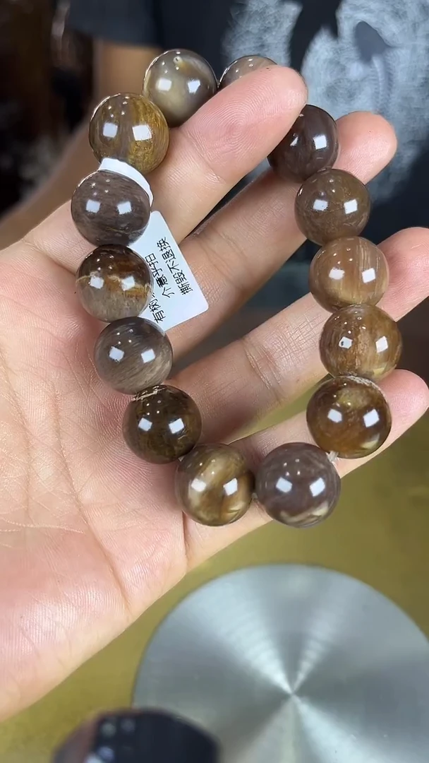 未镶嵌珠宝奇石硅化玉缅甸天然树化玉手串