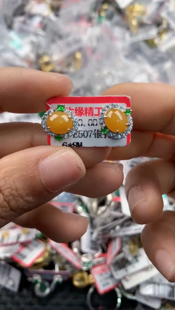 银S925镶嵌戒指翡翠4444----8
