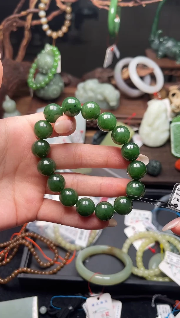 手串未镶嵌和田玉卡12加料碧玉圆珠810071