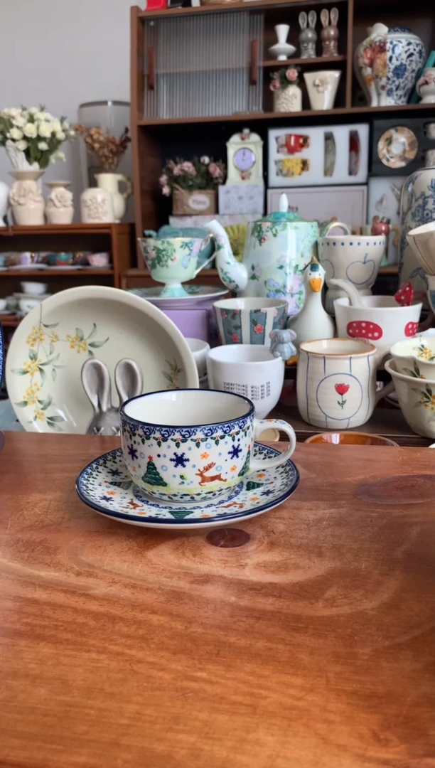 陶瓷【圣诞】咖啡杯碟一套  【送勺】