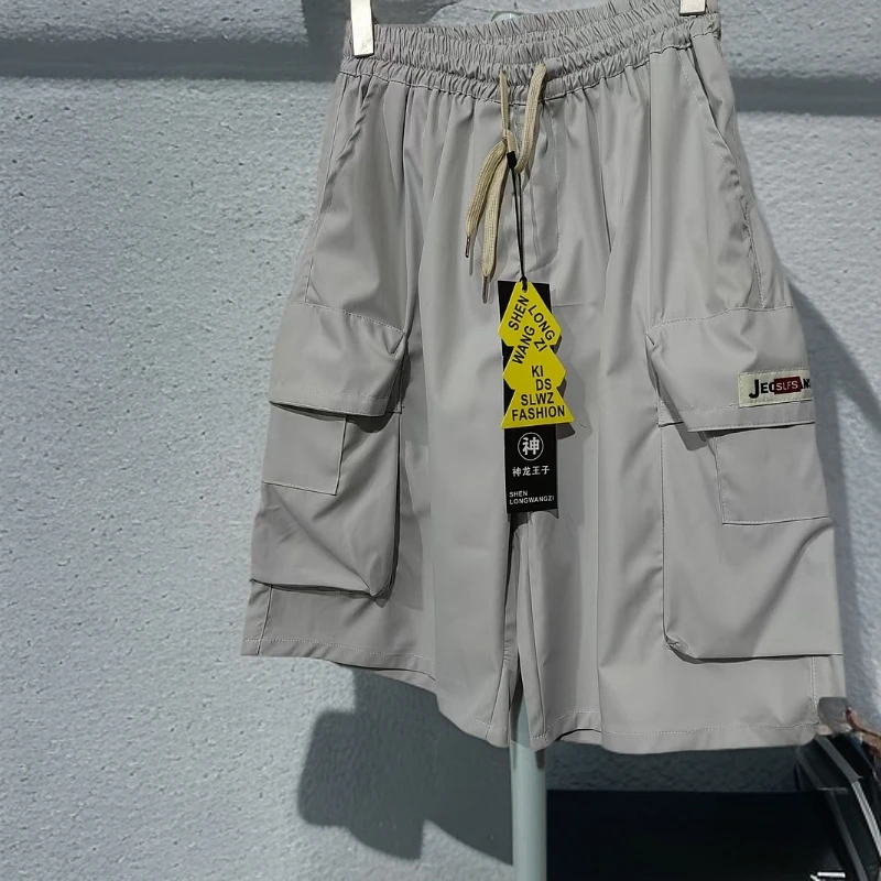 【25112-灰】青少年工装棉布五分裤