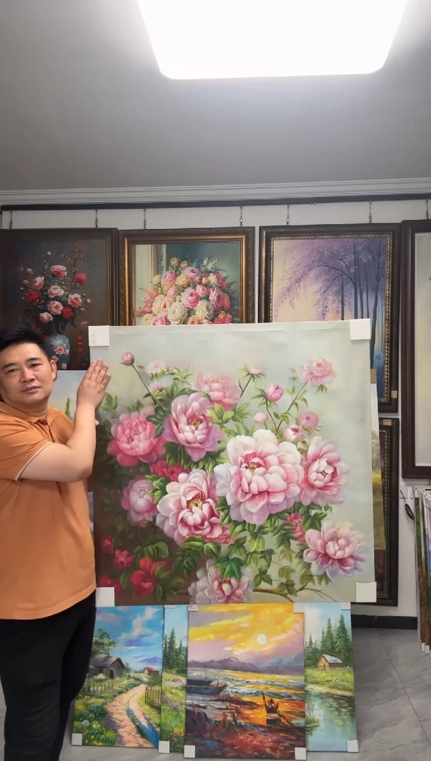 油画闪购纯手绘油画牡丹