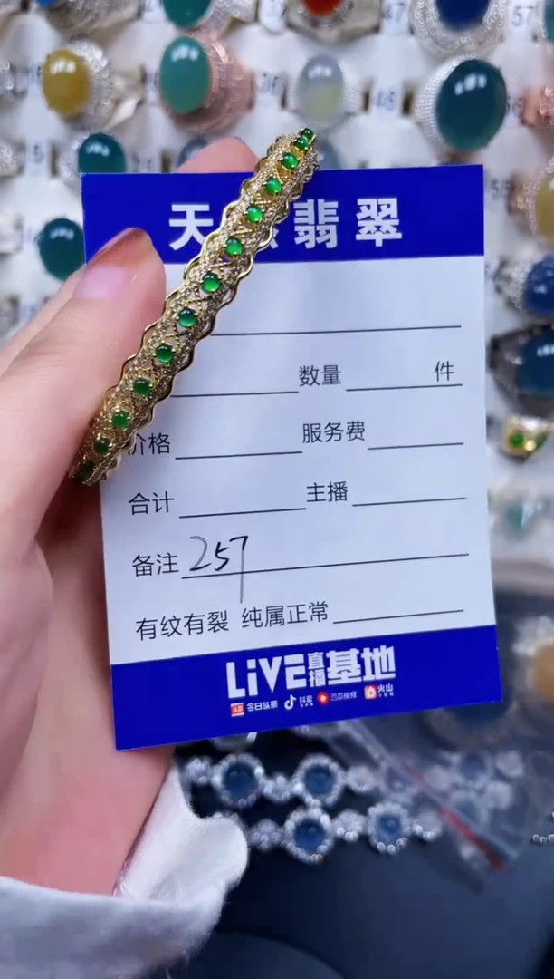银S925镶嵌手镯翡翠257