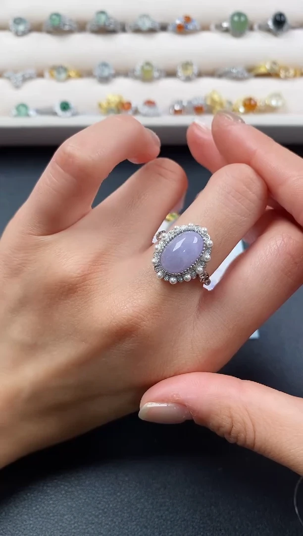 银S925镶嵌戒指翡翠6666666+5