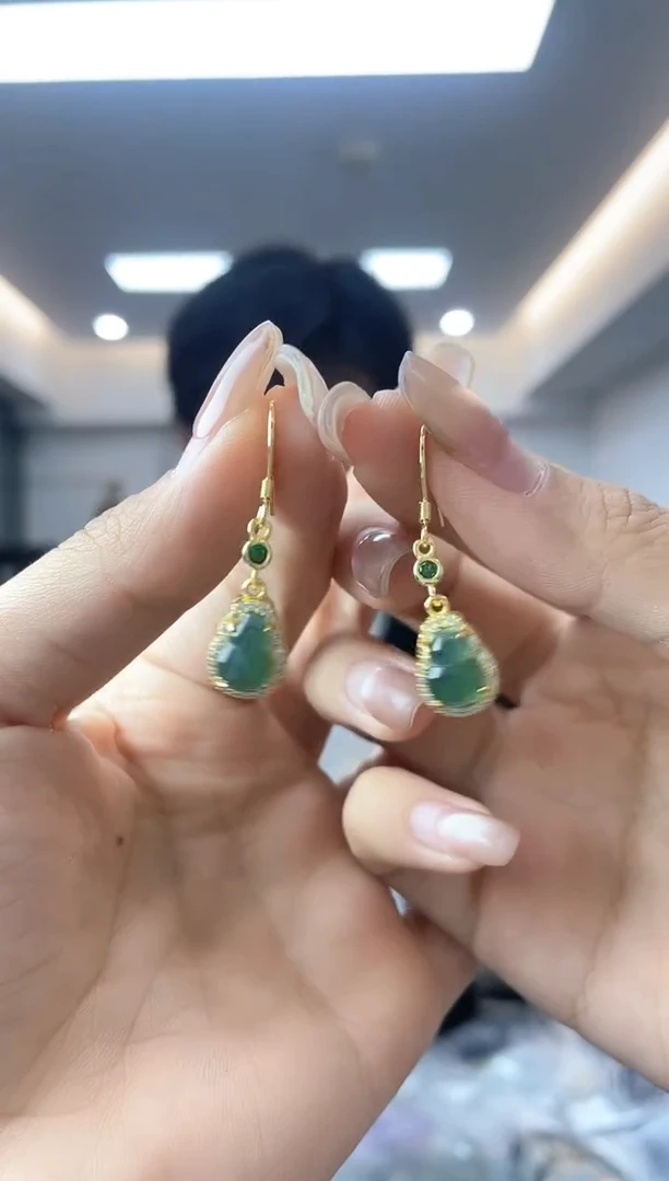 翡翠银S925镶嵌耳饰多样性一件发货