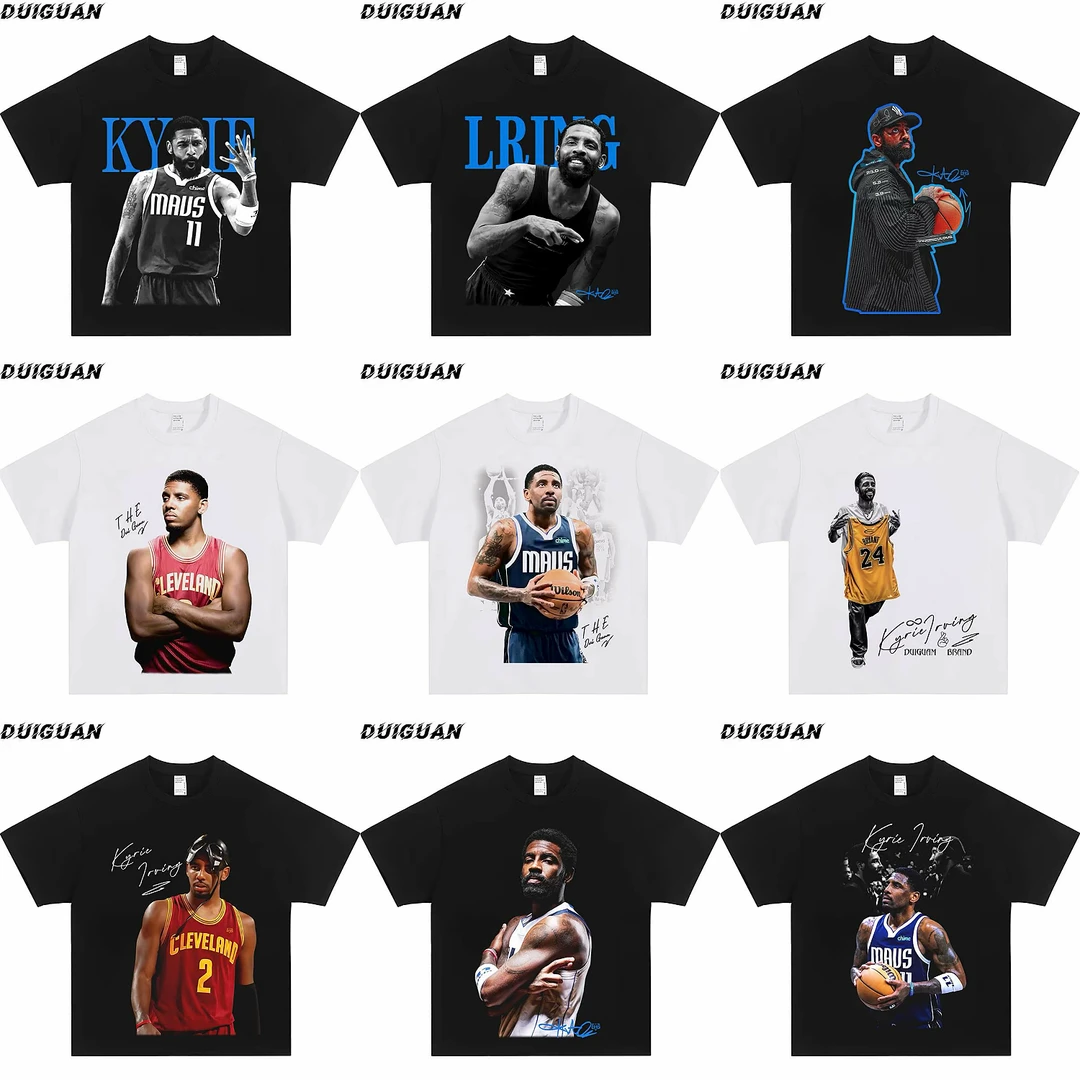 【欧文】系列美式潮牌球星重磅纯棉260g直喷印花篮球圆领短袖