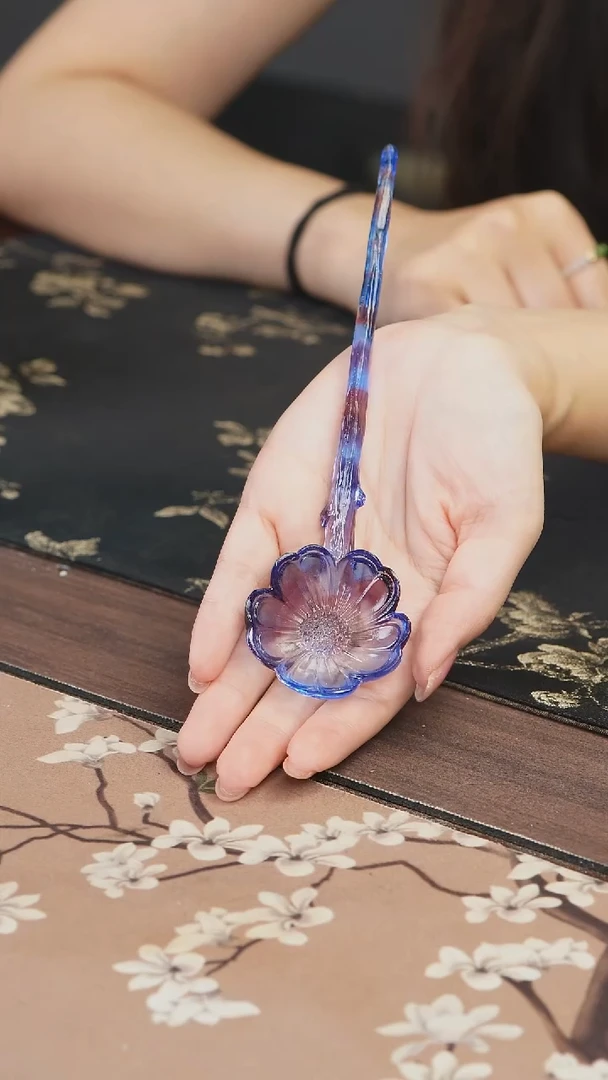 手工艺品琉璃用****6蓝紫色花朵茶匙