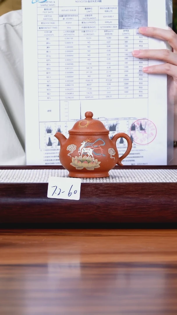 茶壶紫砂7.2-60点搪 大红泥 潘壶150