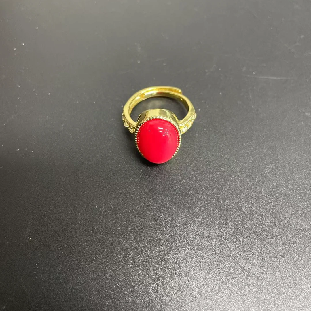 【小杰推荐】雪胆红莲南红蛋面戒指 （多样性发其一）7979