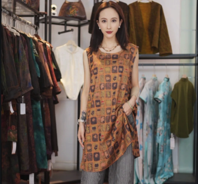 【田园上衣】夏季新款提花无袖时尚百搭长款连衣裙