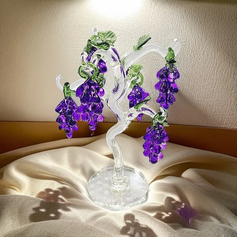 幻彩【水晶葡萄】摆件招财摇钱树结婚乔迁生日礼物玄关桌面家居摆件