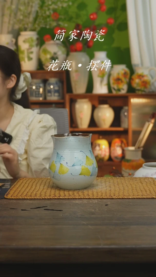 瓷片景德镇纯手工手绘花器摆件