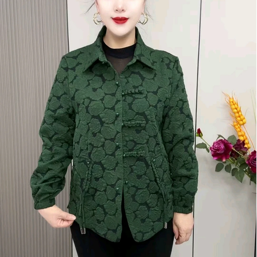 2025新款高档气质妈妈减龄纯色开衫衬衣春秋款时尚百搭遮肉上衣女