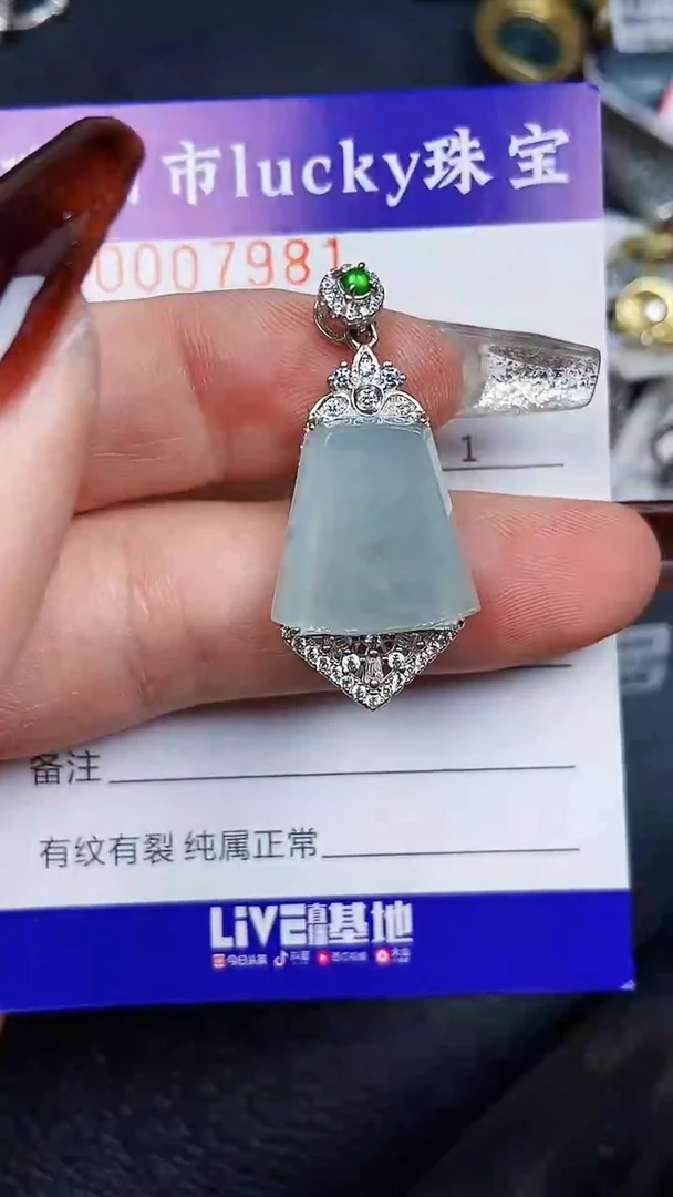 颈饰银S925镶嵌翡翠7981