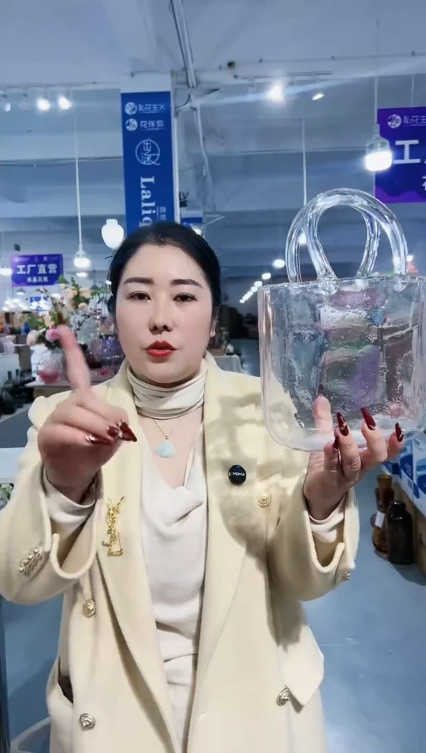 【闪购商品】玻璃C-透明包包花瓶