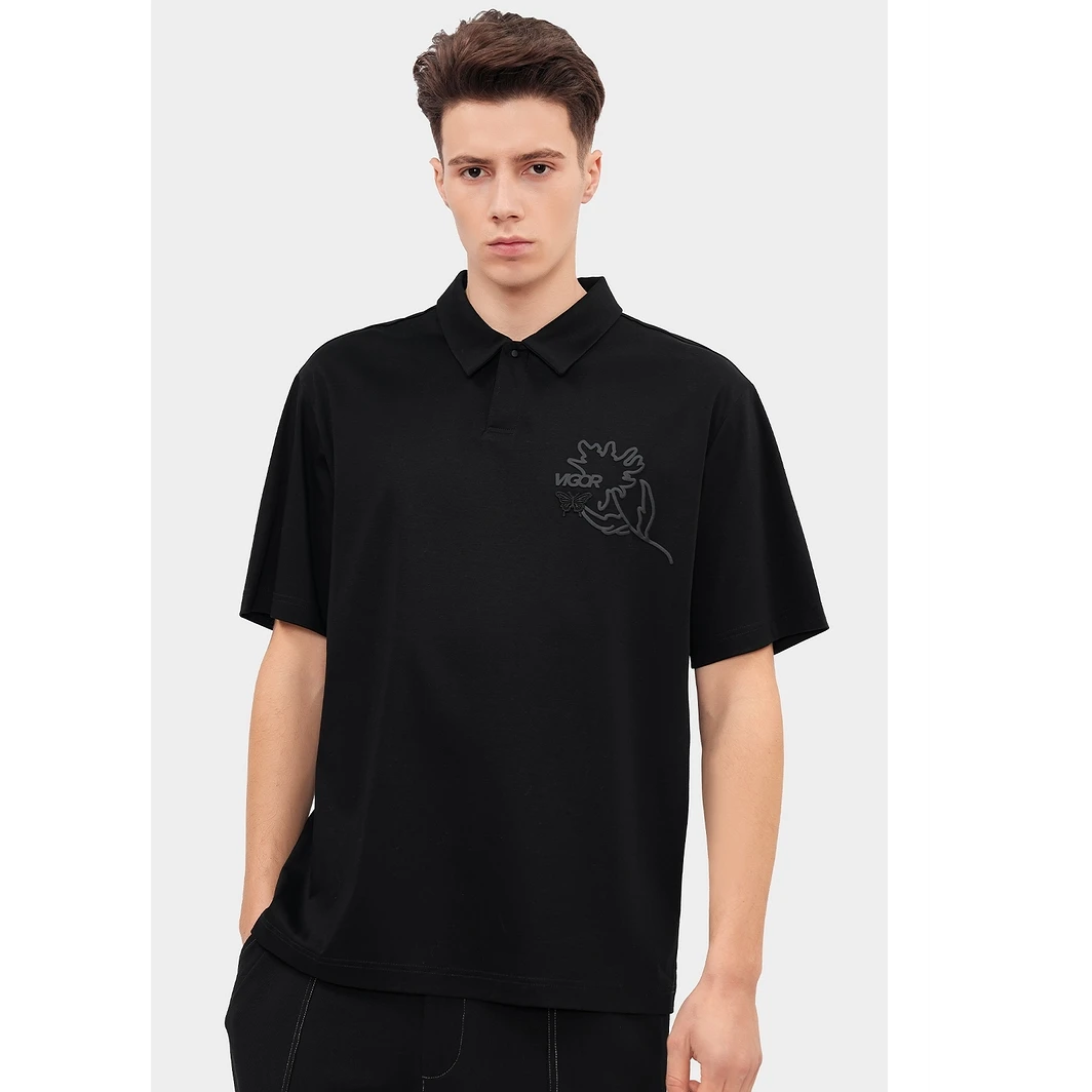 Trendiano蝴蝶刺绣短袖polo衫3LC202316P