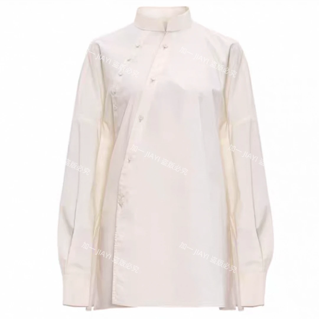 新中式国风斜门襟气质复古盘扣上衣衬衫