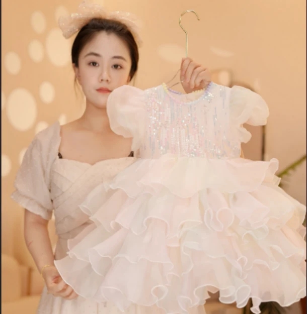 【Y.d8627】2025新款女童洋气宝宝公主裙婚礼走秀主持人花童气质