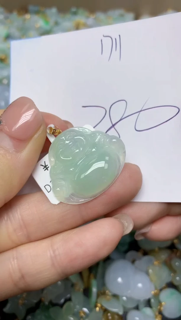 【闪购商品】翡翠挂件18K金镶嵌 天然翡翠A货