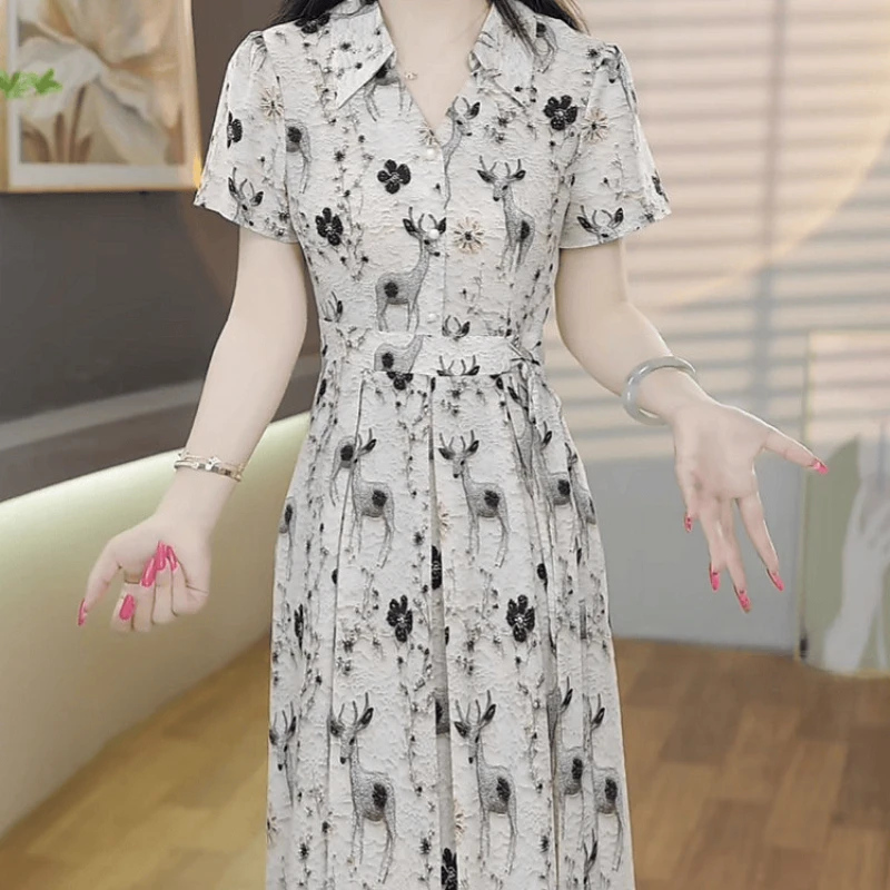 2025夏季新款时尚气质优雅高端精致修身显瘦减龄系腰带遮肚连衣裙