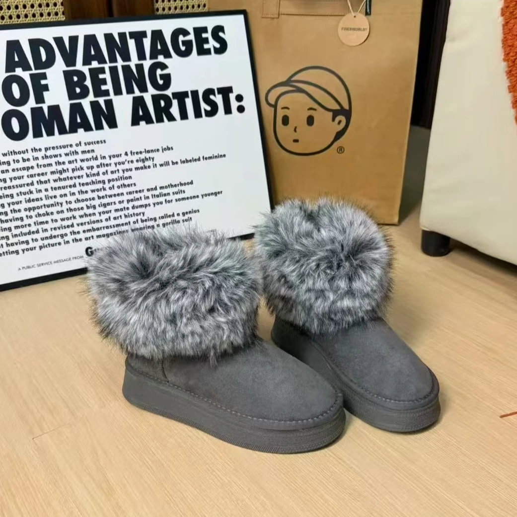 【新疆包邮】25年新款毛毛雪地靴爆款加绒百搭雪地靴M13