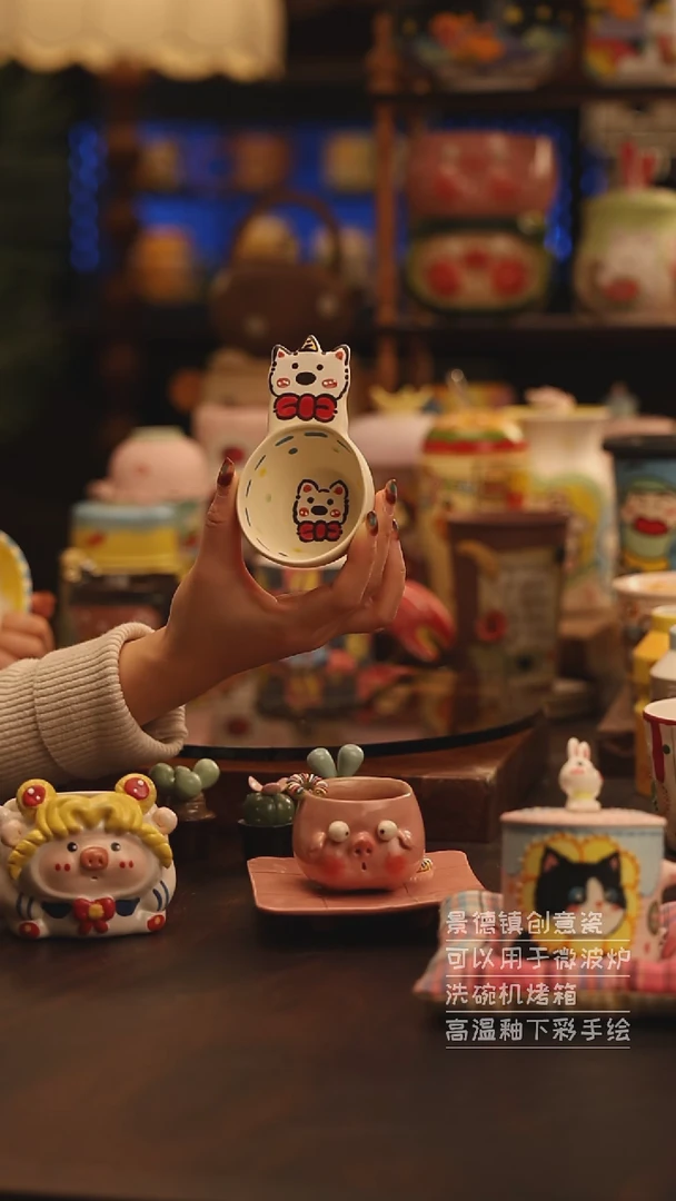 陶瓷景德镇可爱陶瓷釉下彩绘设计师款