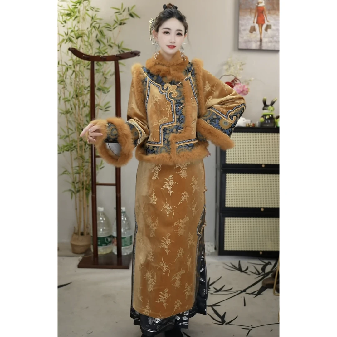 代佳莉2024冬季加绒保暖宽松休闲气质女装裙子（2444+2454）