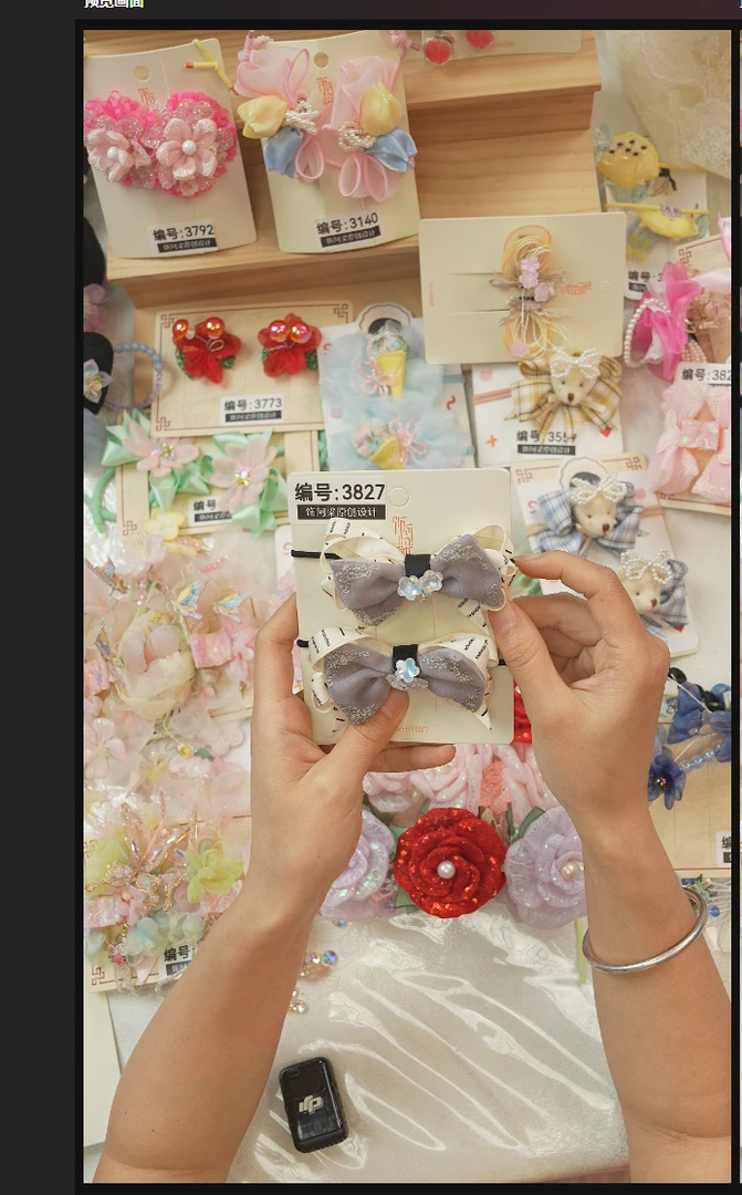 饰阿梁【上新价】3827灰色领结皮筋头饰儿童小女孩发夹发饰可爱甜