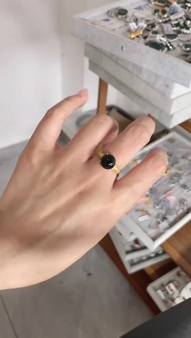 翡翠戒指银S925镶嵌5115-10